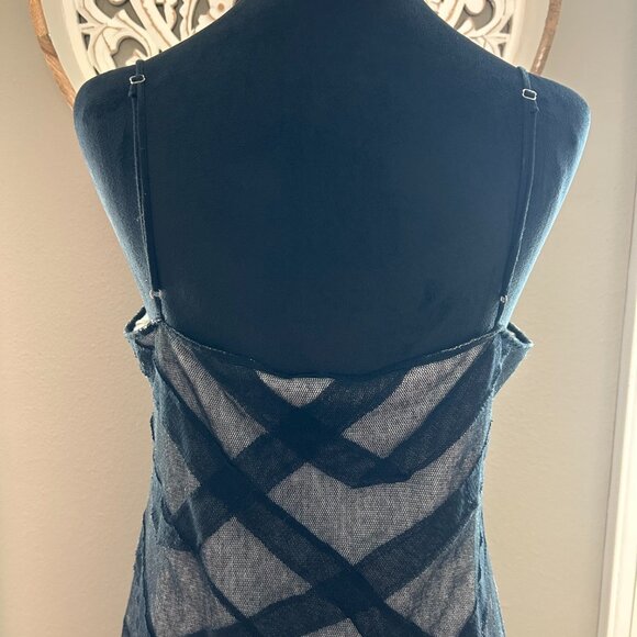 BCBG MaxAzria Dress Black Sheer Geometric Pattern Cream Slip Sleeveless SZ12 - Picture 5 of 6